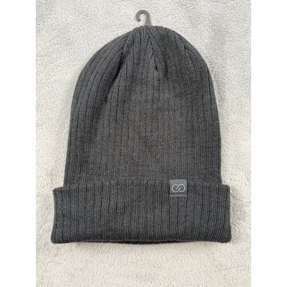 Calia by Carrie Underwood Womens Ribbed Beanie Knit Hat Pure Black One Size NWOT
